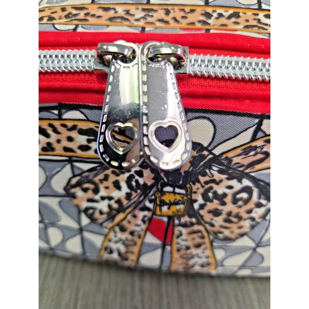 NWT Brighton Wild Love Cosmetic Bag Travel Bag Hearts Leopard w/ bonus pouch $78